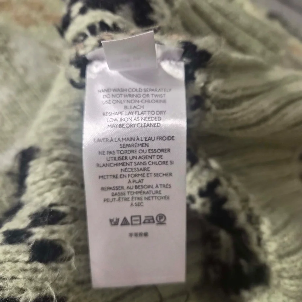 Anthropologie Fair Isle Nordic Scandinavian Mint Green Southwestern Long Sweater